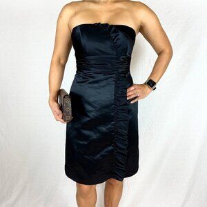 Priscilla Black Strapless Satin Ruffle Dress $99